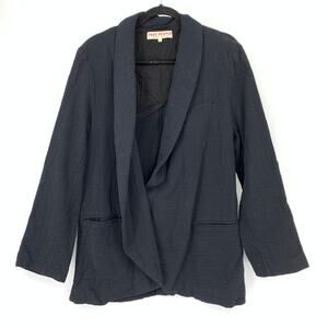 Free People Cotton Gause Blazer Jacket Womens Size Medium Black *READ